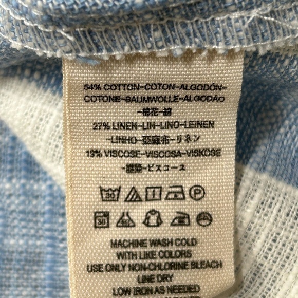 Free People We The Free Away At Sea Striped Linen Blend Button Crop Top Size M - Picture 4 of 6